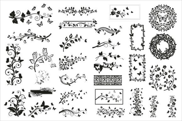 Download Vertical Floral Vine Silhouette - Silhouette Collection