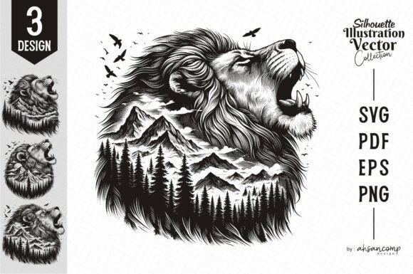 Download Lion Silhouette Landscape Vector - Silhouette Collection