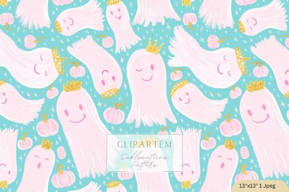 Download Halloween Ghost Princess Pattern Teal - Princess pattern Collection