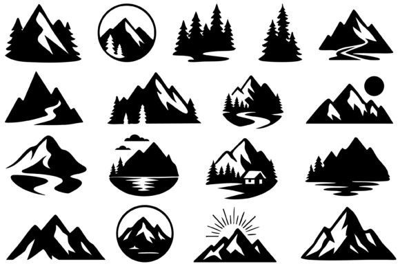 Download Mountain and Pine Tree Silhouette - Silhouette Collection