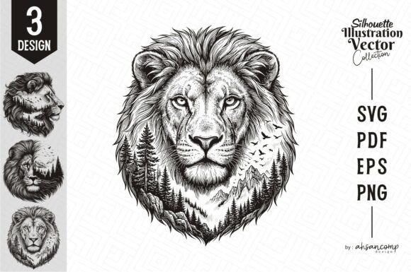 Download Lion Silhouette Landscape Vector - Silhouette Collection