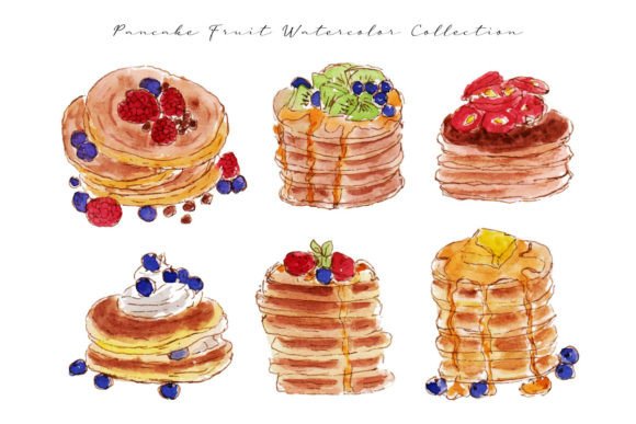 Download And Drawn Pancake Watercolor Sketch - Pancake Collection