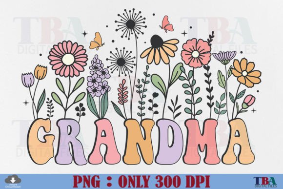 Download Grandma PNG, Retro Flower Mother's Day - Grandma Collection