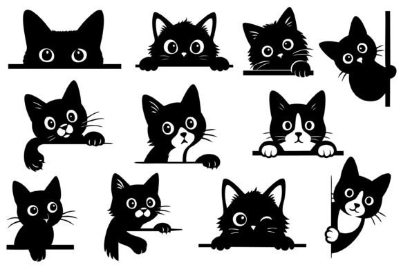 Download Peeking Cat Silhouette SVG Bundle - Premium Resources