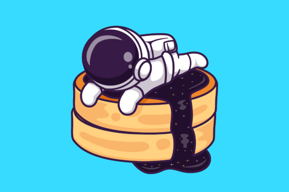 Download Cute Astronaut Laying on Pancake Cartoon - Pancake Collection